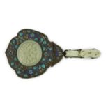 An early 20th century Chinese enamelled copper hand mirror with 18th/19th century Chinese pale