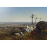 After Benjamin Constant (Swiss, 1845-1902) 'On the lookout, distant view of the Sahara'oil on