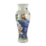 A Chinese wucai ‘phoenix’ baluster vase, late 19th century, painted with a phoenix perched on