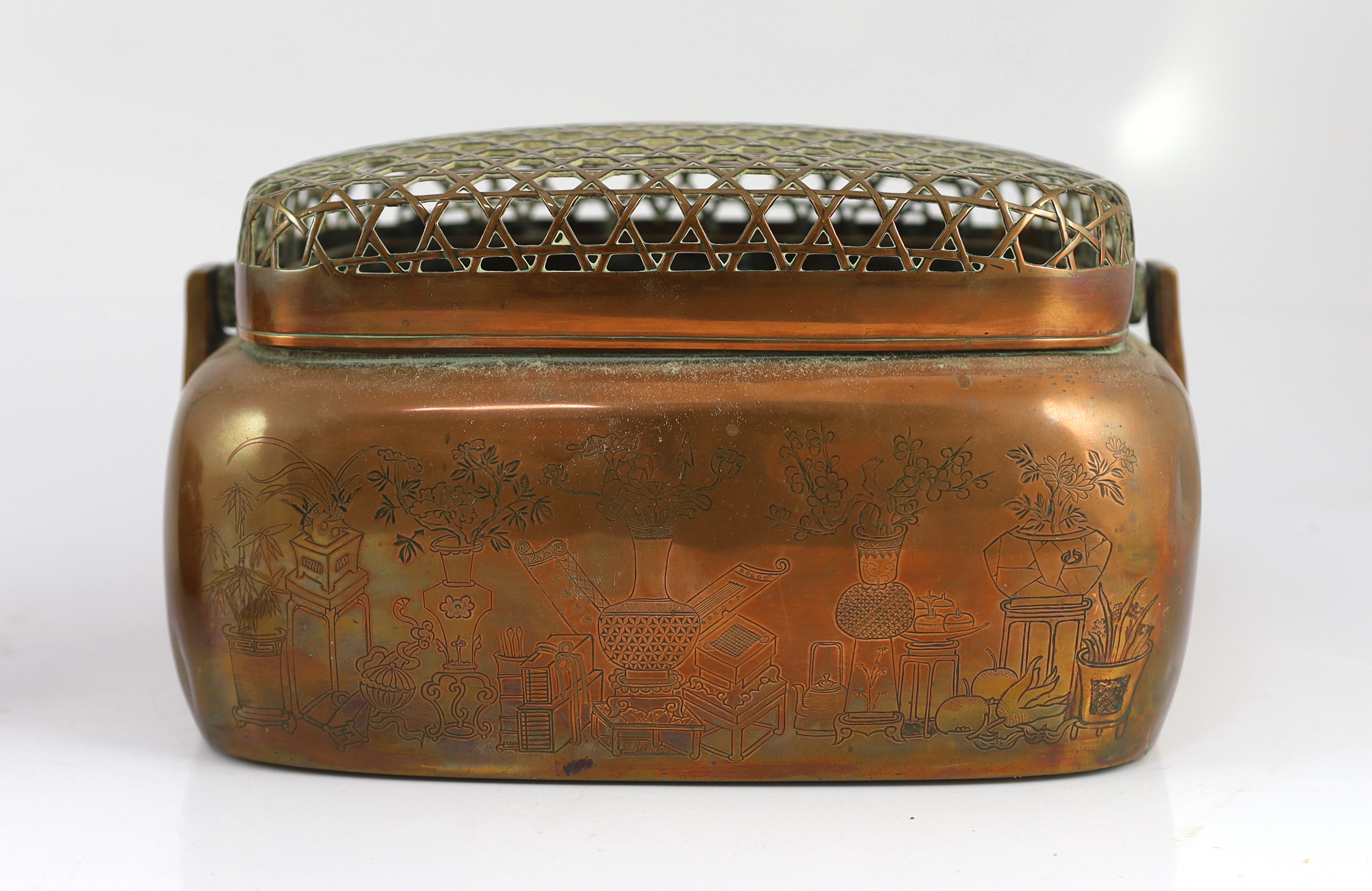 Two Chinese copper hand warmers, the largest signed ‘Zhang Mingqi', 18th/19th century, the largest - Image 2 of 7