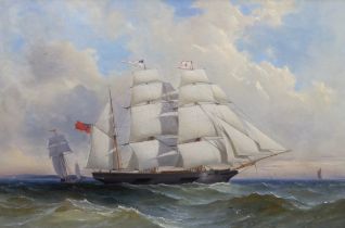 Attributed to Charles Gregory RWS (English, 1849-1920) 'The barque Cambria'oil on canvas35 x