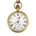 A late Victorian 18ct gold open faced keyless lever pocket watch, by J. Arnold Lake of Camden