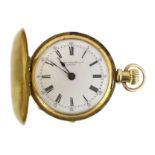 An early 20th century engraved 18ct gold and pink guilloche enamel Patek Philippe keyless fob watch,