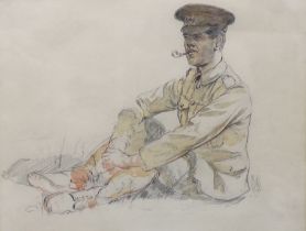 Sir William Orpen RA RHA RWS (British, 1878-1931) 'A Break for a Smoke'pencil, pen, red ink and