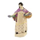 Charles Vyse (1882-1971) - a Chelsea Pottery figure, 'The Lavender Girl', the hexagonal plinth