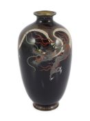 A fine Japanese silver wire cloisonné enamel ‘dragon’ vase, Meiji period, with fine silver wire work