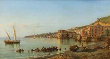 Achille Solari (Italian, 1835-1884), The Gulf of Pozzuoli, oil on canvas, signed