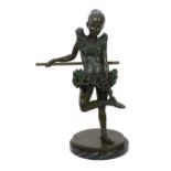 After Auguste Moreau (French, 1834-1917). A bronze figure of a ballerina, Standing leaning against a