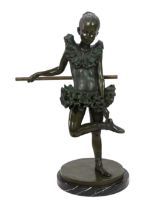 After Auguste Moreau (French, 1834-1917). A bronze figure of a ballerina, Standing leaning against a