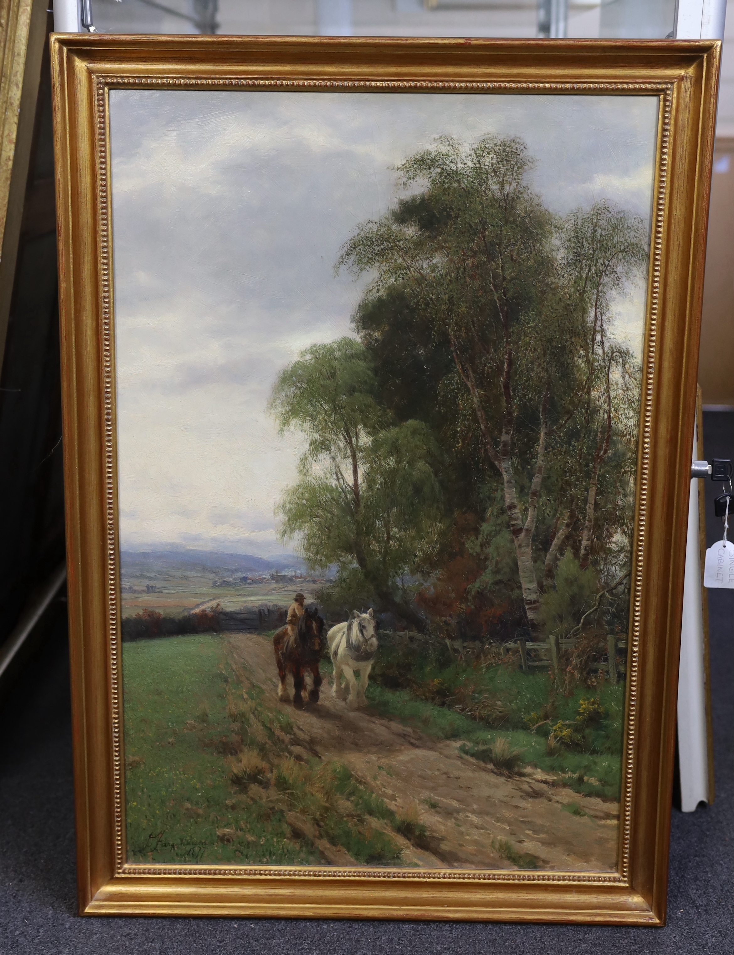 David Farquarson A.R.A., A.R.S.A., R.S.W. (Scottish, 1839-1907) 'A Field Road'oil on canvassigned - Image 2 of 4