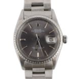 A gentleman's early 1970's stainless steel Rolex Oyster Perpetual Datejust, on a stainless steel