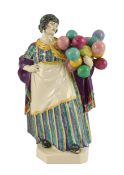 Charles Vyse (1882-1971) - a Chelsea Pottery figure, 'The Balloon Woman', the underside inscribed