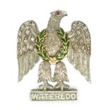 An Edwardian white gold rose cut diamond and enamel set Waterloo commemorative sweethearts brooch,