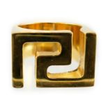 A Versace men's Iconic Logo Collar ring in gold plated metal, engraved inside VERSACE Made in Italy,