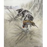 Henry Wilkinson (1921-2011), artists proof colour etching, Gun dog with game, pencil signed, 28cm