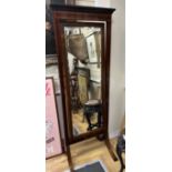 An Edwardian satinwood banded mahogany cheval mirror, width 69cm, height 188cm***CONDITION