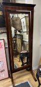 An Edwardian satinwood banded mahogany cheval mirror, width 69cm, height 188cm***CONDITION