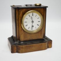 A 19th century walnut mantel timepiece, 20cm***CONDITION REPORT***PLEASE NOTE:- Prospective buyers