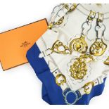 A Hermès Vintage Equestrian Silk Scarf, "Cuivreries", 1985 reissue of an original 1963 design by