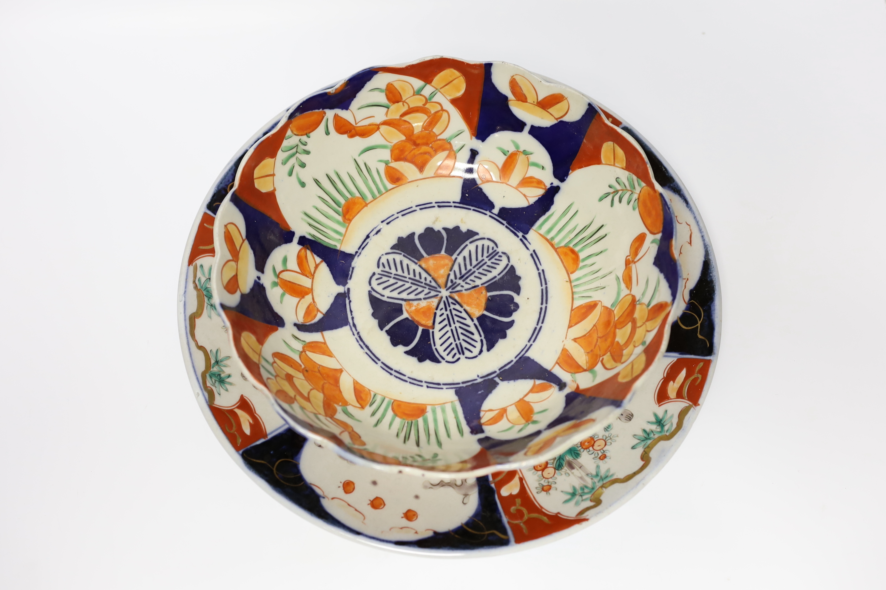 A group of Japanese Imari and kutani together with a Worcester blue and white saucer and a Chinese - Image 7 of 8