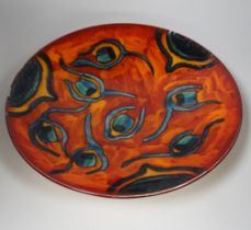 Two Poole Pottery Delphis chargers, both late 20th century, largest 41cm in diameter***CONDITION