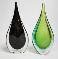 Two Murano coloured glass ornamental teardrop sculptures, 28cm high***CONDITION REPORT***PLEASE