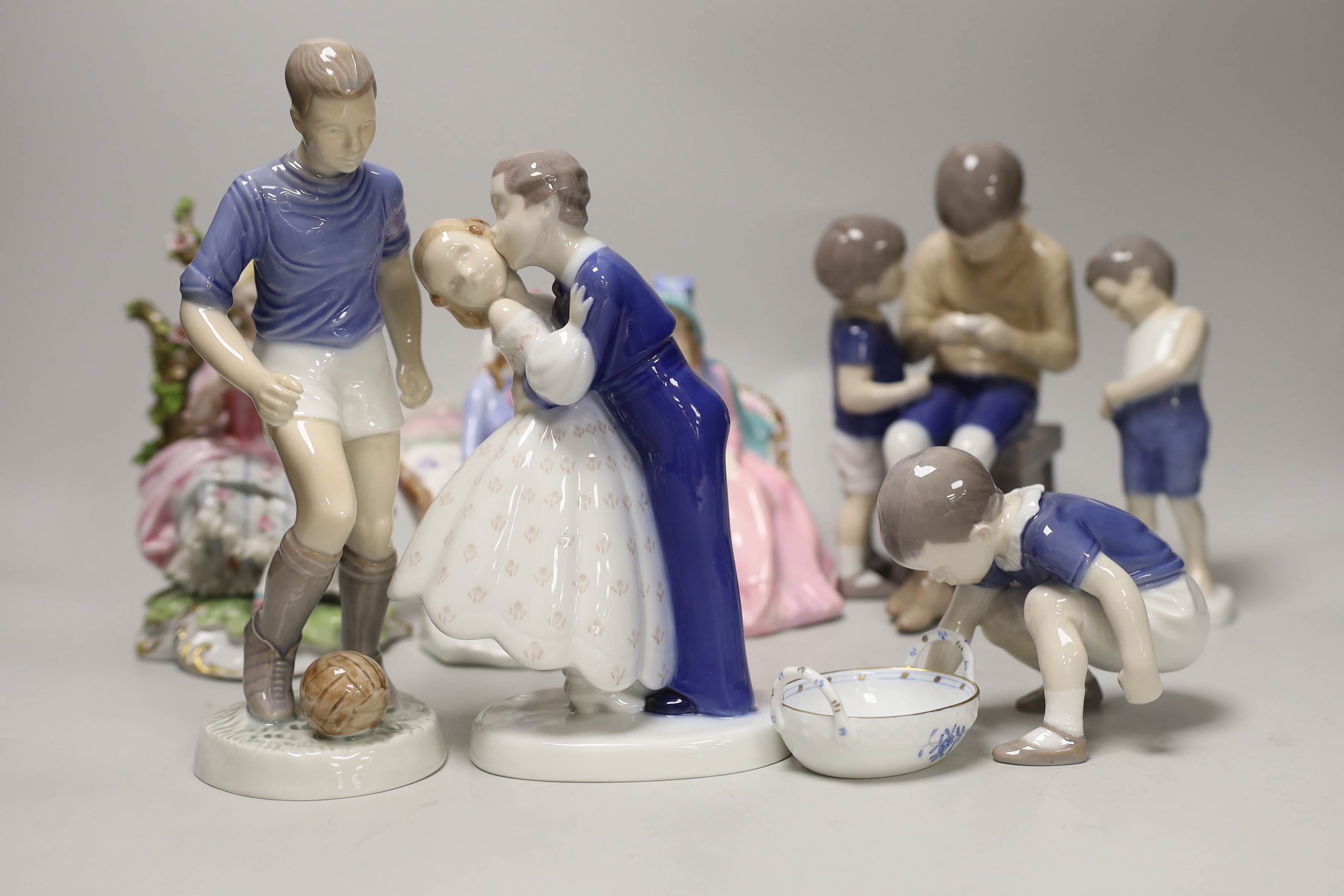 A group of Bing & Grondahl, Doulton etc figures, tallest 22cm***CONDITION REPORT***PLEASE NOTE:- - Image 4 of 8