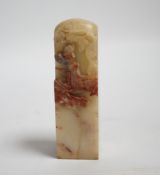 A Chinese soapstone seal, Qing dynasty, 11cm***CONDITION REPORT***PLEASE NOTE:- Prospective buyers