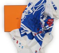 A white Hermès Brides de Gala silk scarf, boxed, approx 89cm x 88cm***CONDITION REPORT***Faint