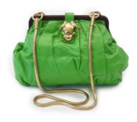 A Marc Jacobs green leather Frog Rana Stam bag, green leather shoulder bag with gold frog and