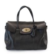 A Mulberry black leather and brass Bayswater handbag, with dust bag, width 36cm, depth 14cm,