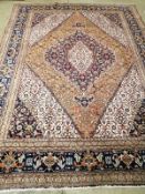 A Tabriz blue ground carpet, 285 x 205cm***CONDITION REPORT***PLEASE NOTE:- Prospective buyers are