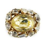 A lady's Versace yellow and clear crystal gold plated ring VERSACE inscribed on shoulders, Size