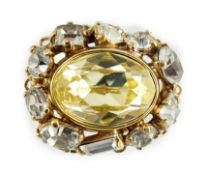 A lady's Versace yellow and clear crystal gold plated ring VERSACE inscribed on shoulders, Size