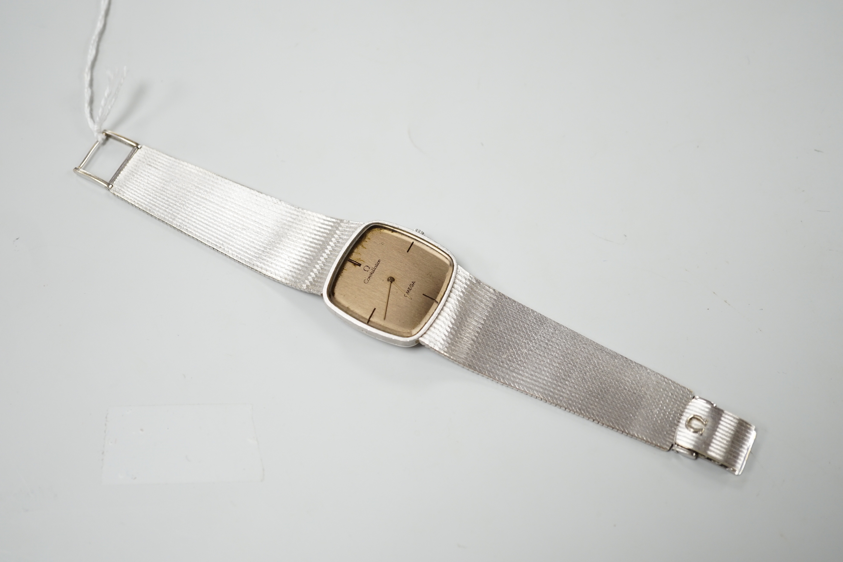 A gentleman's 1970's 750 white metal Omega Constellation manual wind dress wrist watch, on - Image 2 of 3