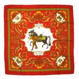 A Hermès Christiane Vauzelles "Cheval Turc" silk scarf, 90cm x 90cm***CONDITION REPORT***A few