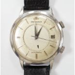 A gentleman's stainless steel Jaeger LeCoultre Memovox automatic 'oversize' wrist watch, with