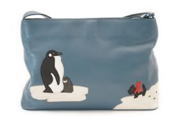 A blue Radley 'Penguins' grab bag 2002, unused with penguin, igloo and Scotty dog design with