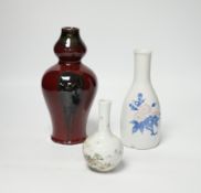 Three Chinese porcelain vases, tallest 19cm***CONDITION REPORT***PLEASE NOTE:- Prospective buyers