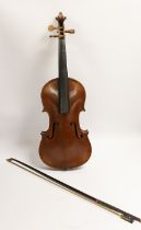 A German Stradivarius style violin, late 19th century, cased***CONDITION REPORT***PLEASE NOTE:-