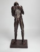 A bronze of a standing male nude, 36cm high***CONDITION REPORT***PLEASE NOTE:- Prospective buyers