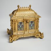 A cast brass and enamel casket 22cm high x 22cm wide***CONDITION REPORT***PLEASE NOTE:-