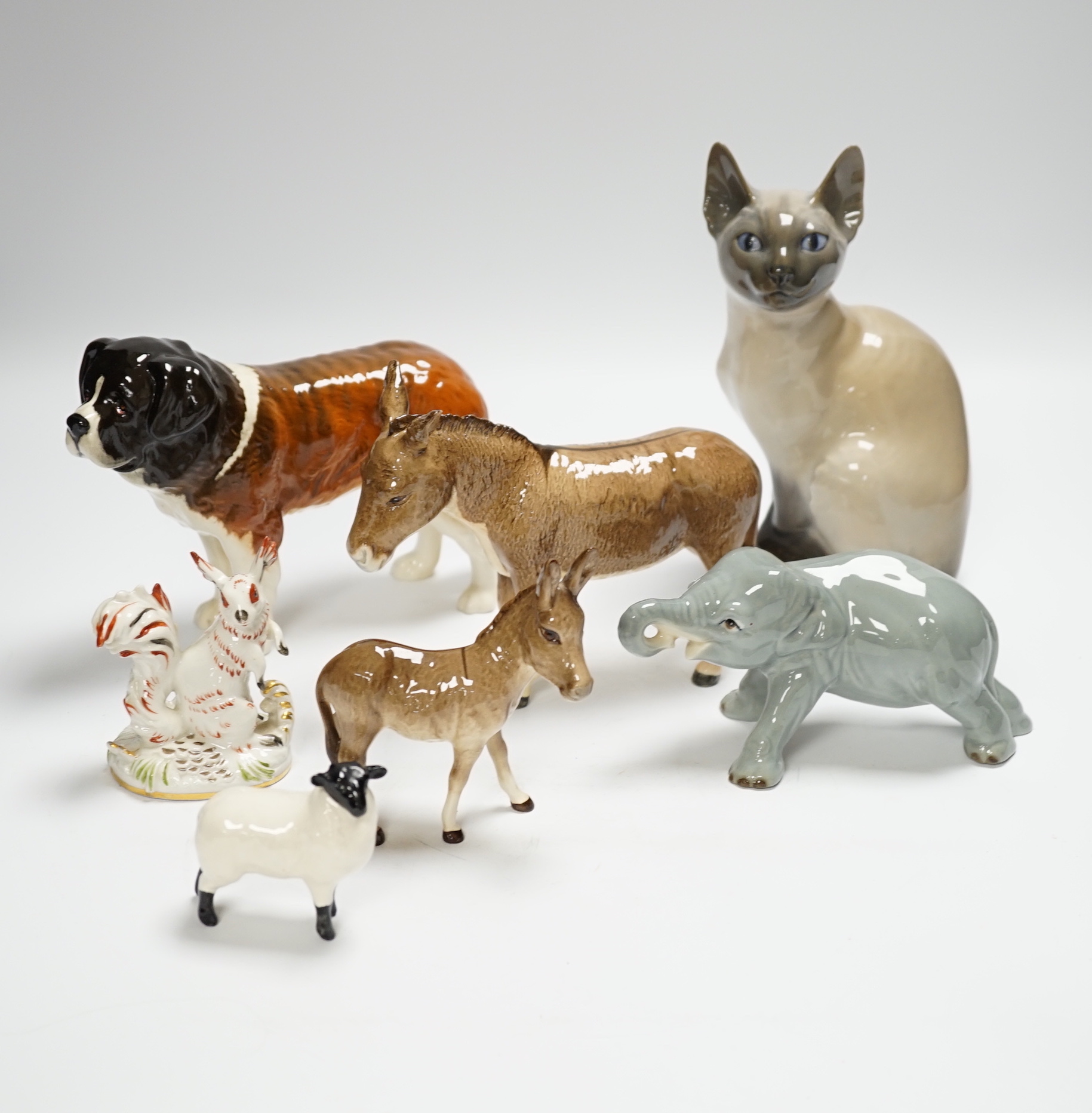 Eight animals including four Beswick, a Szeiler, a Royal Copenhagen, a cast metal cat and a - Image 6 of 6