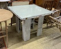 A vintage Lloyd Loom square table, width 84cm, height 72cm***CONDITION REPORT***PLEASE NOTE:-