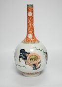 A Chinese famille verte bottle vase, 30.5cm***CONDITION REPORT***PLEASE NOTE:- Prospective buyers