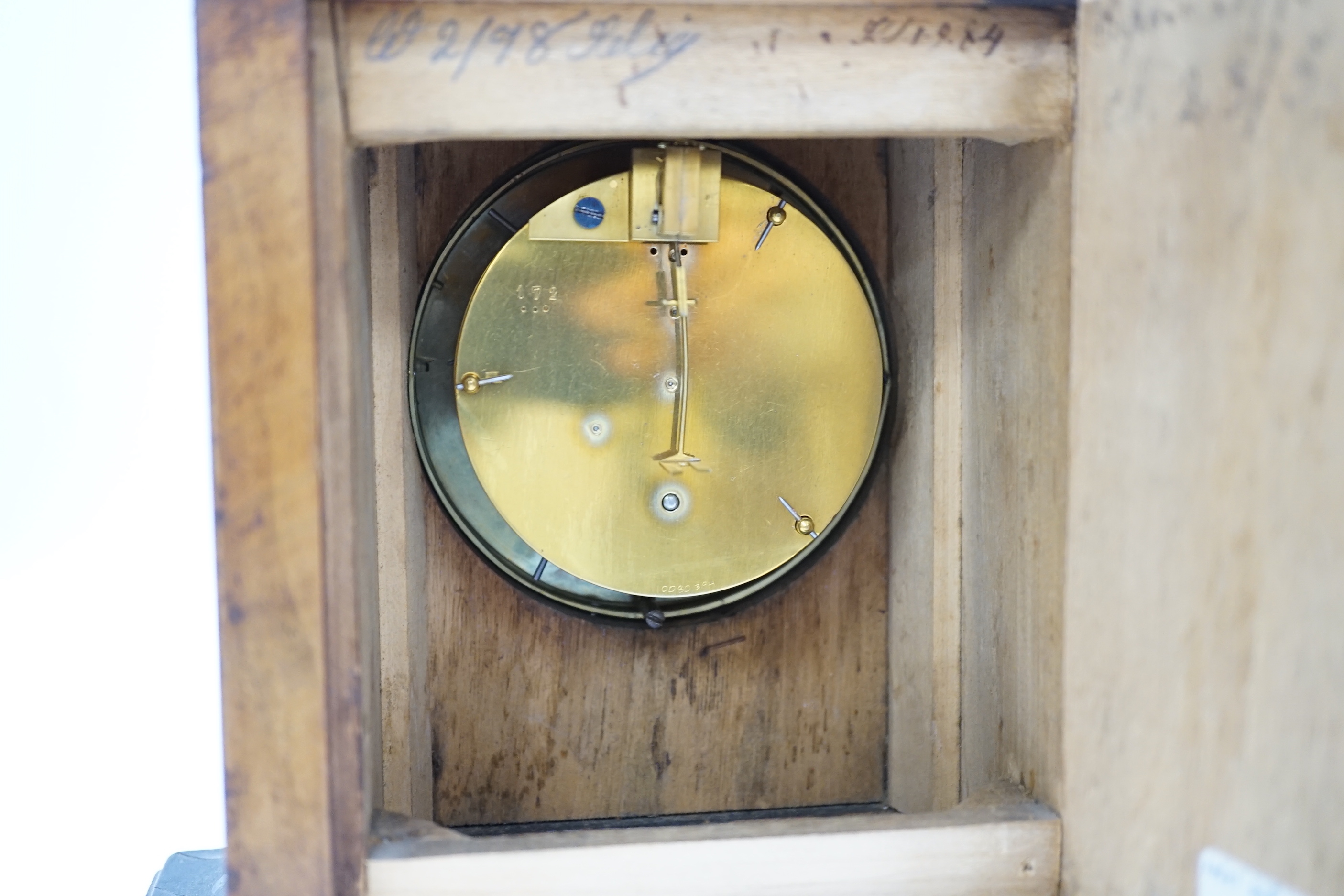 A 19th century walnut mantel timepiece, 20cm***CONDITION REPORT***PLEASE NOTE:- Prospective buyers - Image 5 of 5