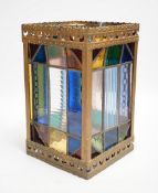A metal framed leaded glass lantern, 24.5cm high***CONDITION REPORT***PLEASE NOTE:- Prospective
