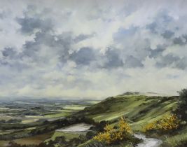 R. Adams, oil on board, View from Ditchling looking East, signed, 75 x 60cm***CONDITION REPORT***