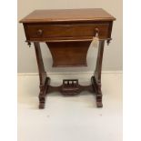 A late Victorian mahogany work table, width 55cm, depth 37cm, height 74cm***CONDITION REPORT***