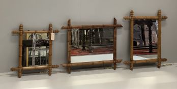 Three 19th century French faux bamboo rectangular wall mirrors, largest 55cm, height 66cm***